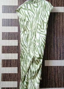 Stylish Green Zebra Print Wrap Dress