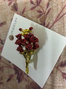 Charming Red Rose Brooch Pin