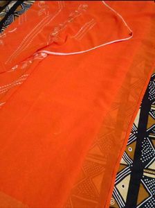 Vibrant Orange Embroidered sarees
