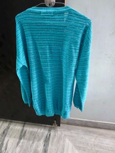 Blue Striped Knit Sweater
