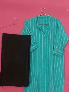 Teal Striped Kurta