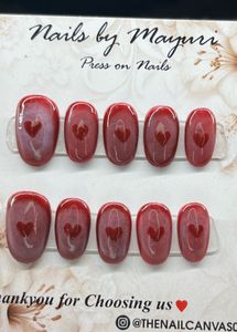 Red Heart Press On Nails