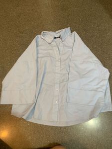 Light Blue Oversized Button-Up Shirt