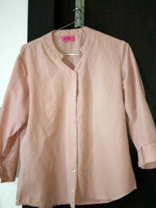 Peach Mandarin Collar Blouse