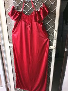 Satin Nightgown with cold shoulder sleeves