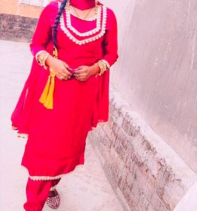 Vibrant Red Kurta Set with Dupatta