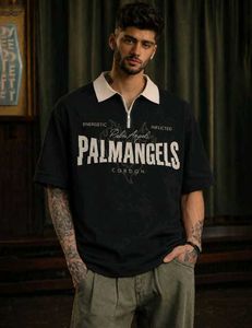 Palm Angels Black Zip Polo T-Shirt