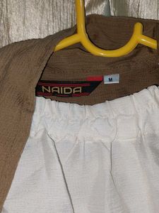 Naida Brown Kurta with White Bottom
