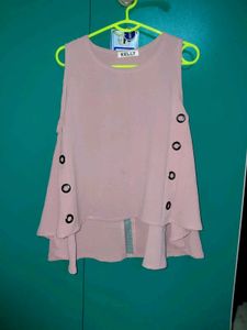 Stylish Pink Sleeveless Top with Eyelet Detail