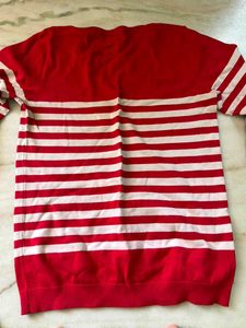 Red &amp; White Striped Knit pullover