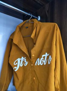 Mustard Yellow Graphic Button-Down Shirt