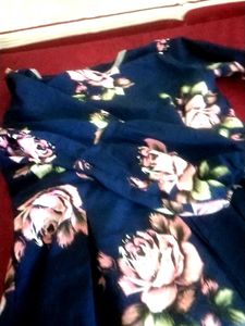Navy Blue Floral Print Kurta