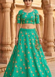 Elegant Green Embroidered Lehenga Choli
