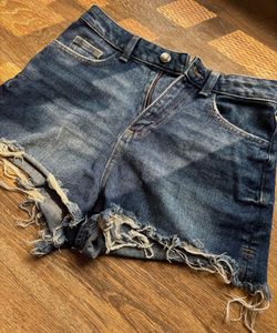 dark blue ripped Denim Shorts