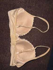 Comfortable Beige Lace Trim Bra
