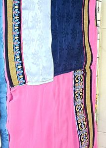 Stunning Blue Ombre Saree with three color