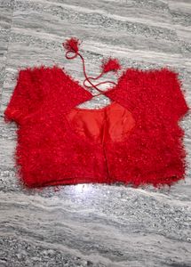 Vibrant Red Textured Blouse