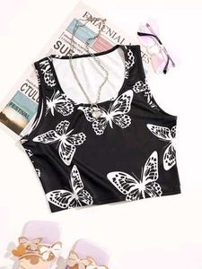 Butterfly Print Crop Top