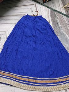 Blue Embroidered Maxi Skirt