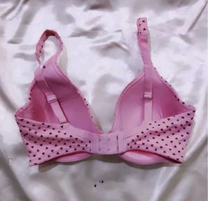 Pink Heart Print Bra