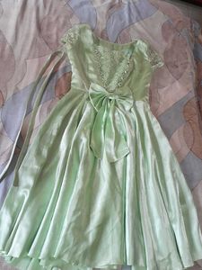 Pista Green Satin Dress