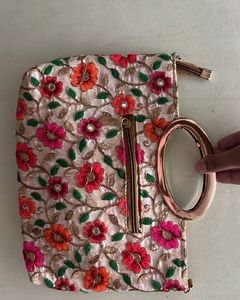 Embroidered Floral Clutch purse
