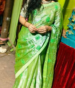 Elegant Green Embroidered Saree