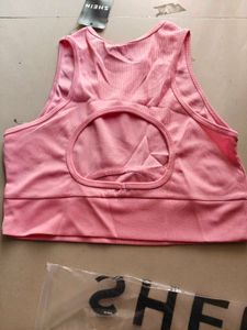 Shein Pink Ribbed Sports Bra