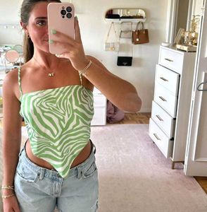 Green Zebra Print Crop Top