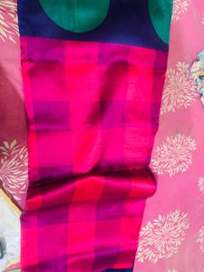 Purple &amp; Green Polka Dot Saree without blouse