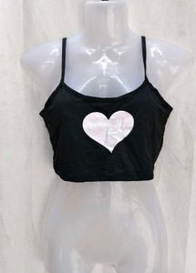 Cute Black Heart Crop Top