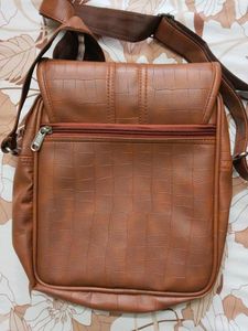 Brown Faux Croc Crossbody Bag
