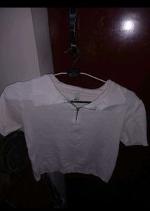 White short-sleeve top