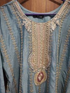 Elegant Blue Embroidered Kurti set