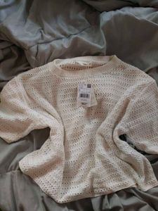 MANGO Top Sale 🚨🚨🚨Off-white cropped Crochet