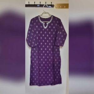 Elegant Purple Brocade Kurta