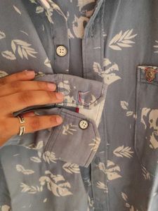 Men's Blue Floral Print Shirt