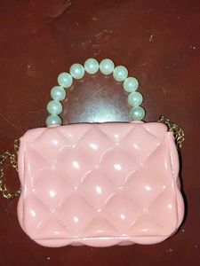 Cute Pink Pearl Handle Bag
