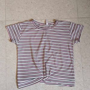Striped Knot Front T-Shirt