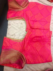 Vibrant Orange &amp; Pink Silk Saree
