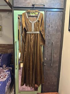 Lavanya Chocolate Brown Silk Long Dress &amp; Dupata