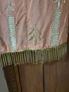 Peach Embroidered Sleeveless Kurta