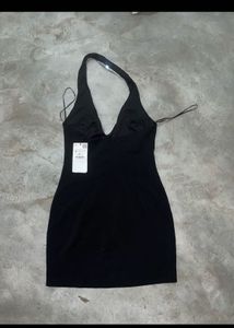 Zara Chic Black Halter Neck Dress