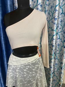 One Shoulder Ribbed Crop Top