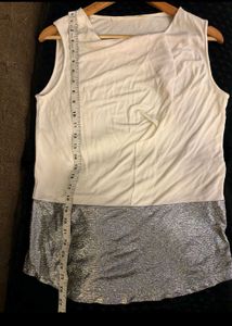 Cowl Neck Top with Sparkly Hem