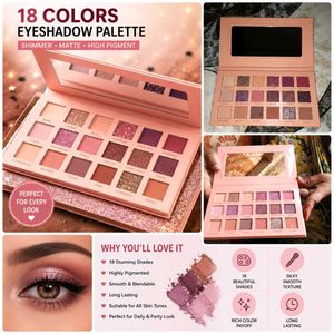 18 Color Eyeshadow Palette | Matte & Shimmer | Hig