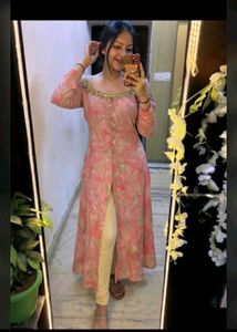 Elegant Pink Floral Kurta Set