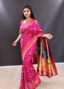Stunning Pink Banarasi Silk Saree