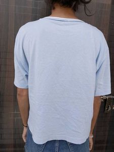 Light Blue Graphic V-Neck T-Shirt
