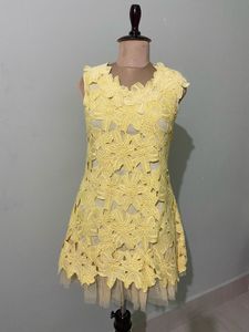 Yellow Lace Overlay Dress
